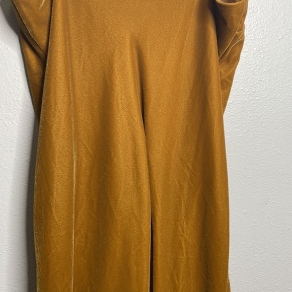 Good American Dress Midi Sleeveless Spaghetti StrapV Neck Silt Gold Yellow 3/L - Picture 8 of 8